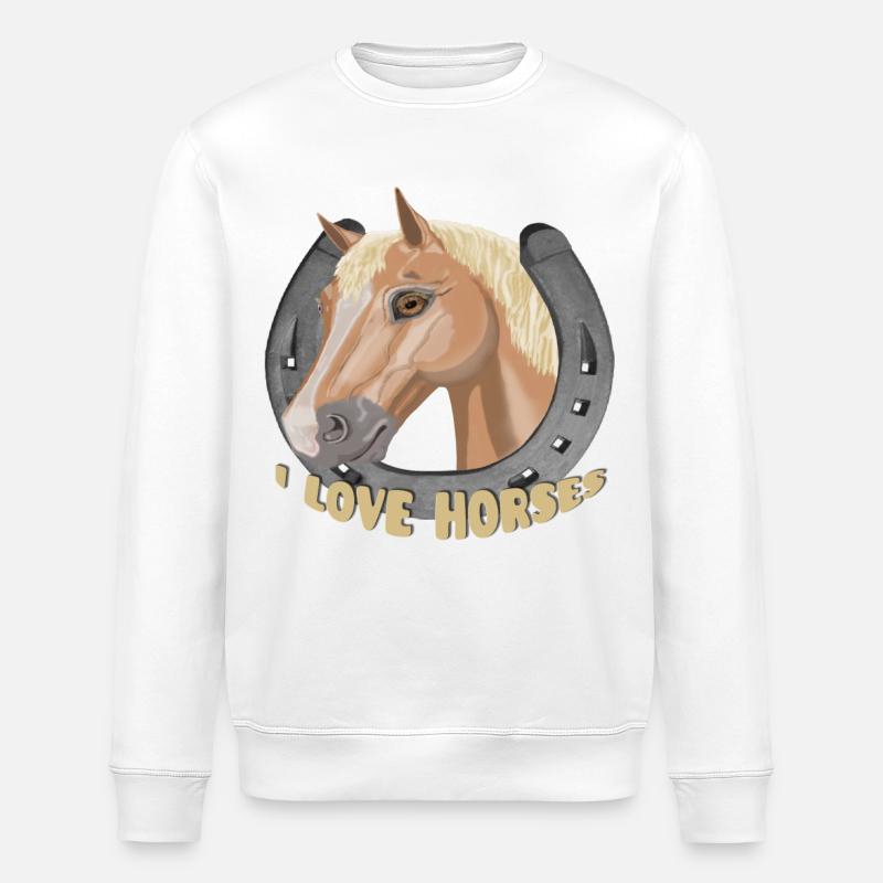J’aime les chevaux cheval cheval - Sweat bio ROLLER Stanley/Stella Unisexe - blanc