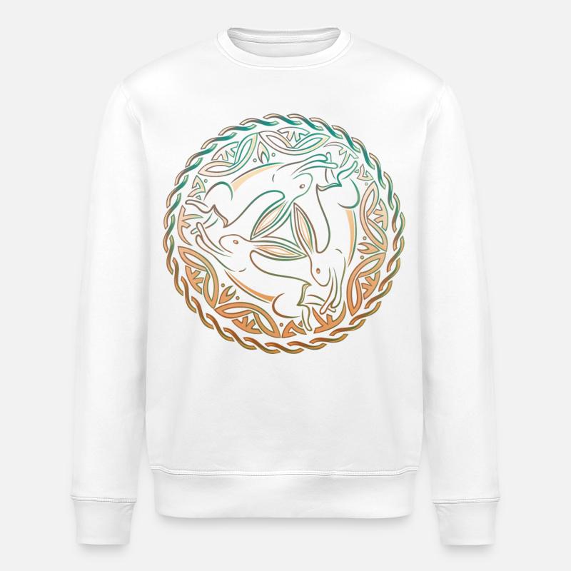 Three Rabbits Three Picture Easter - Stanley/Stella ROLLER Unisex Organic Sweatshirt - white