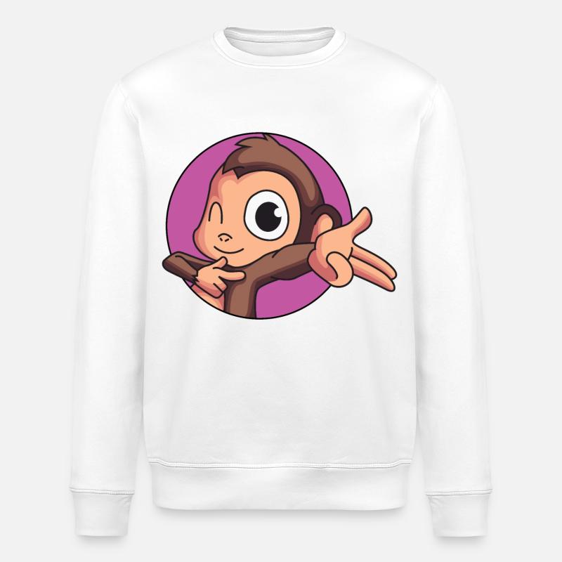 Freches Äffchen - Stanley/Stella Unisex Bio-Sweatshirt ROLLER - Weiß