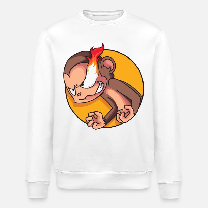 Rage-Äffchen - Stanley/Stella Unisex Bio-Sweatshirt ROLLER - Weiß