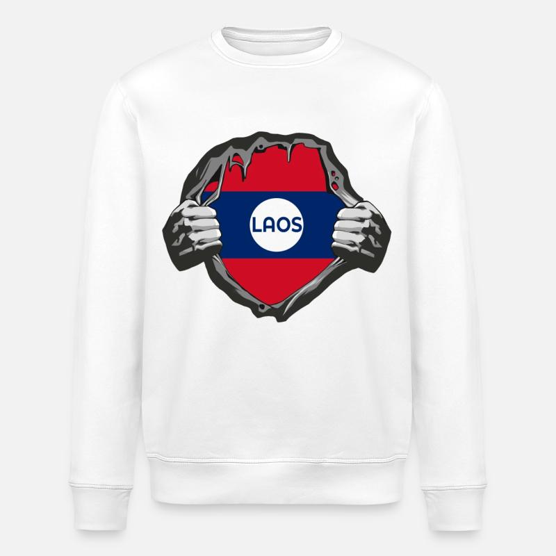 Motif drapeau du Laos - Sweat bio ROLLER Stanley/Stella Unisexe - blanc