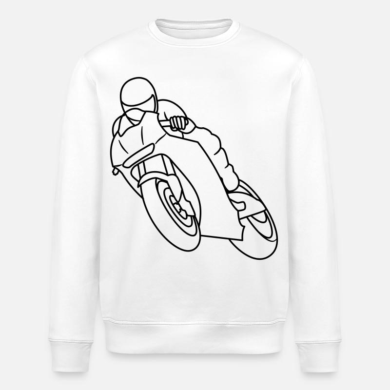 Wheelie beim Motorradrennen - dunkel - Stanley/Stella Unisex Bio-Sweatshirt ROLLER - Weiß