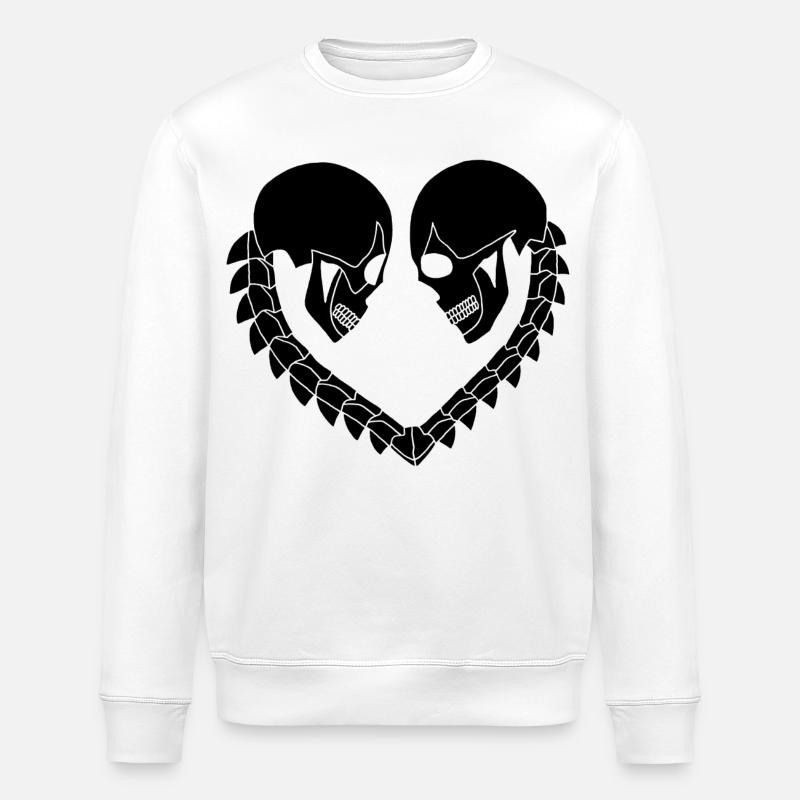 Herz aus schwarzen Schädeln - Stanley/Stella Unisex Bio-Sweatshirt ROLLER - Weiß