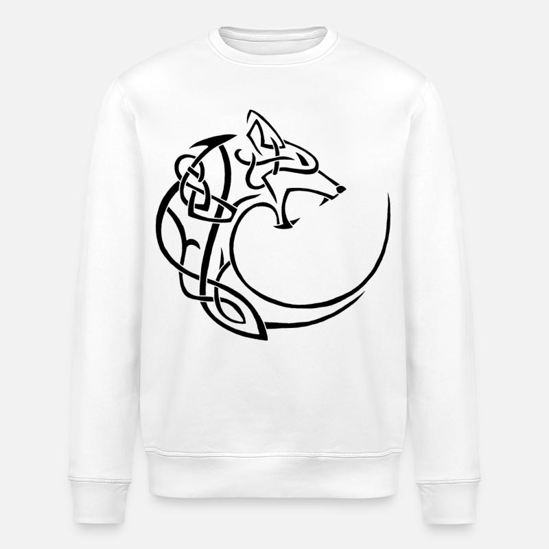 black lunar wolf - Stanley/Stella ROLLER Unisex Organic Sweatshirt - white