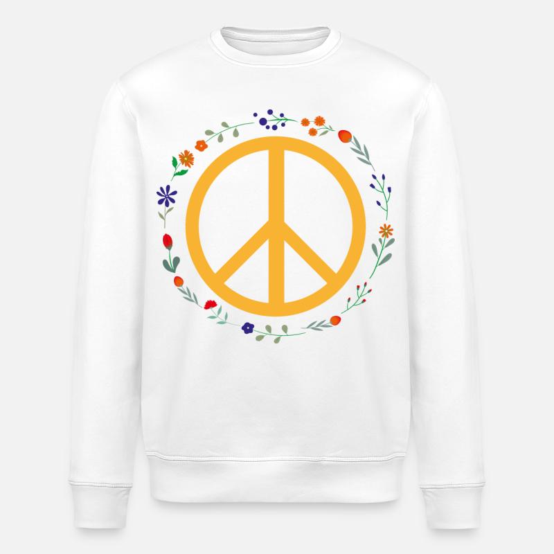 Blumenkranz Friedenssymbol - Stanley/Stella Unisex Bio-Sweatshirt ROLLER - Weiß