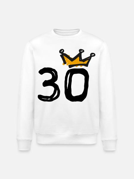 30th birthday Krone - Stanley/Stella ROLLER Unisex Organic Sweatshirt - white