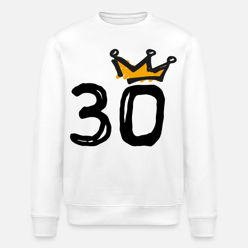 30th birthday Krone - Stanley/Stella ROLLER Unisex Organic Sweatshirt - white
