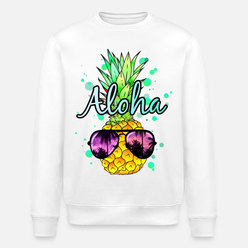 Ananas Aloha - Sweat bio ROLLER Stanley/Stella Unisexe - blanc