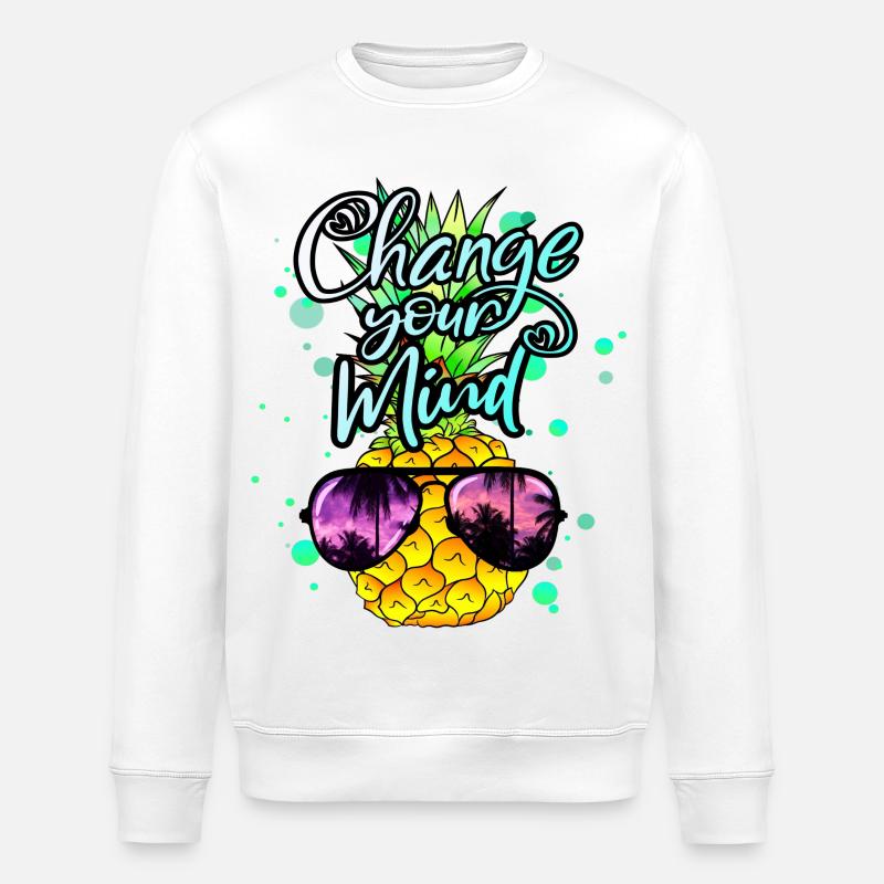 Pineapple change your thinking - Stanley/Stella ROLLER Unisex Organic Sweatshirt - white