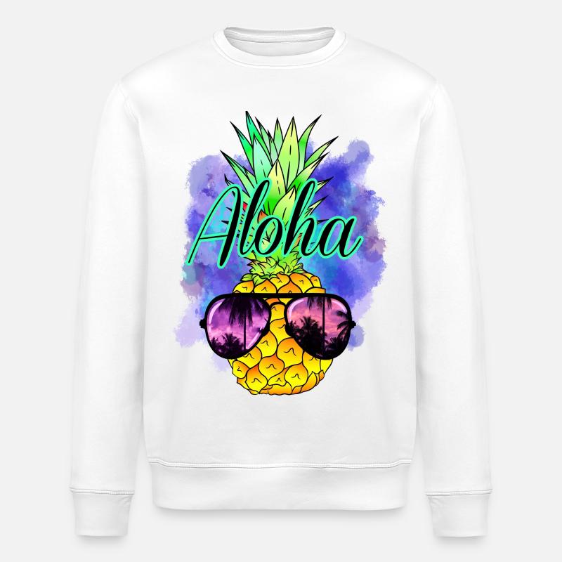 Aloha Pineapple - Stanley/Stella ROLLER Unisex Organic Sweatshirt - white