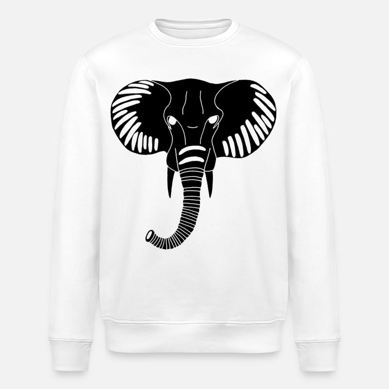 Tête d'éléphant noir - Sweat bio ROLLER Stanley/Stella Unisexe - blanc