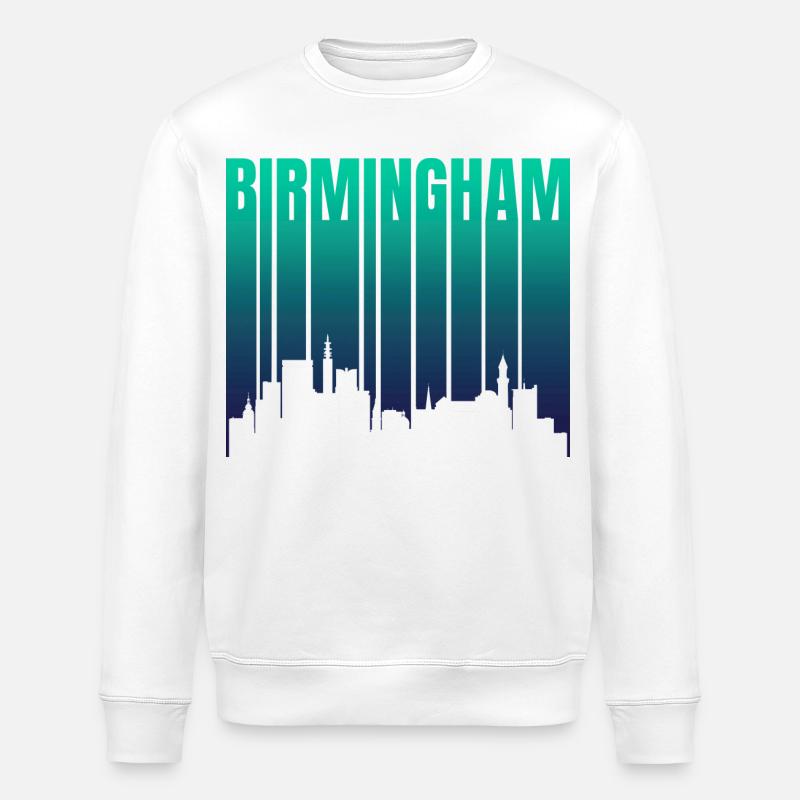 Birmingham Skyline Gradient - Stanley/Stella ROLLER Unisex Organic Sweatshirt - white