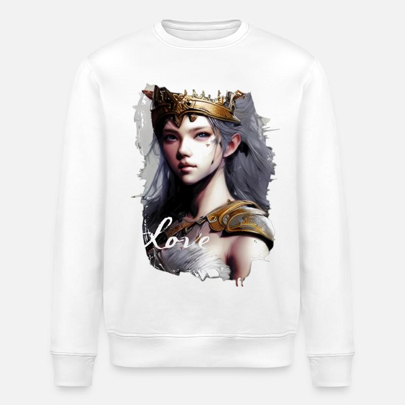 Valkyrie Amazon Warrior Fine Art - Stanley/Stella ROLLER Unisex Organic Sweatshirt - white