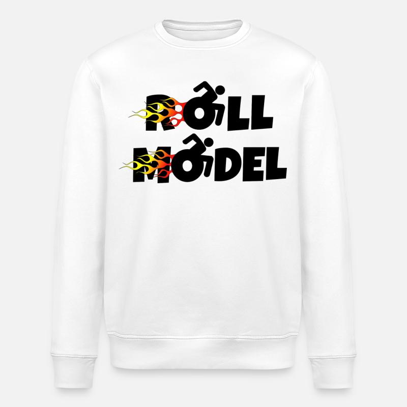 Jeder Rollstuhlfahrer ist ein Rollenmodell. Flammen* - Stanley/Stella Unisex Bio-Sweatshirt ROLLER - Weiß