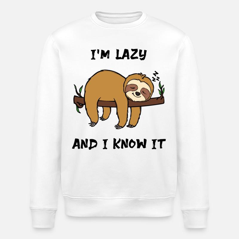 Faultier Faul Tier Schlafen Statement Urwald - Stanley/Stella Unisex Bio-Sweatshirt ROLLER - Weiß