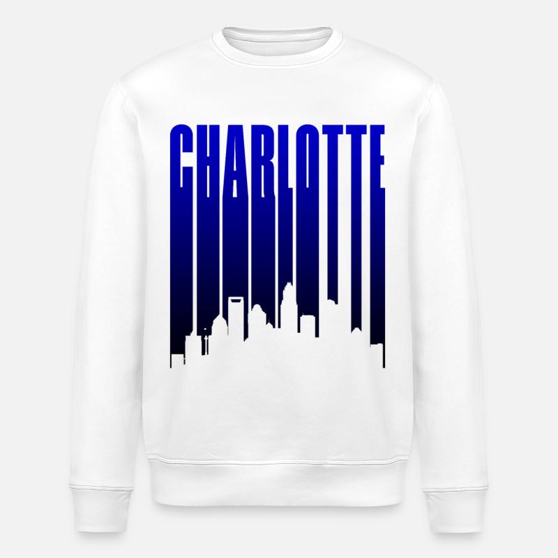 Charlotte Skyline Blue Gradient - Stanley/Stella ROLLER Unisex Organic Sweatshirt - white
