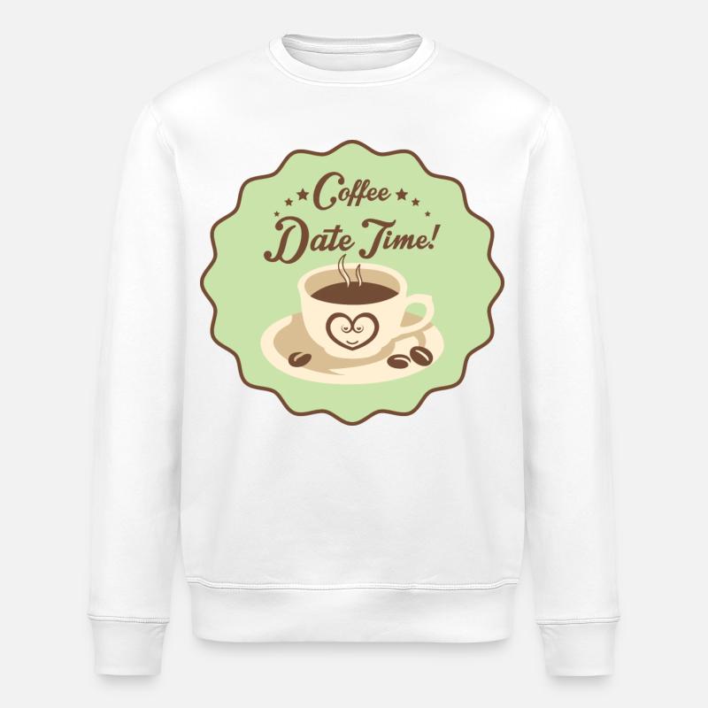 Coffe Date Time - Stanley/Stella ROLLER Unisex Organic Sweatshirt - white