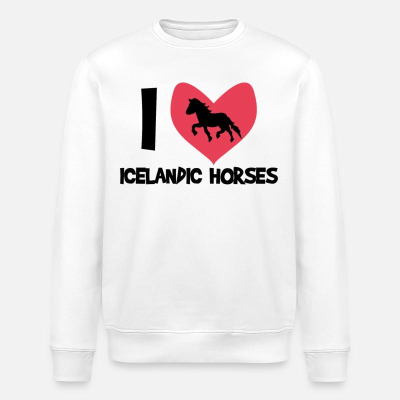 Islandpferde Ich Liebe Pferde Herz Statement - Stanley/Stella Unisex Bio-Sweatshirt ROLLER - Weiß