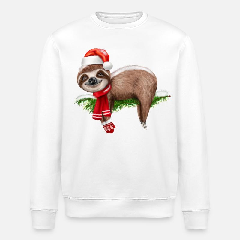Faultier Weihnachten Weihnachtsbaum - Stanley/Stella Unisex Bio-Sweatshirt ROLLER - Weiß