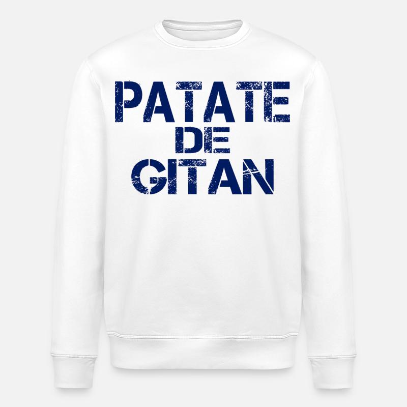 Patate GITAN bleu - Sweat bio ROLLER Stanley/Stella Unisexe - blanc