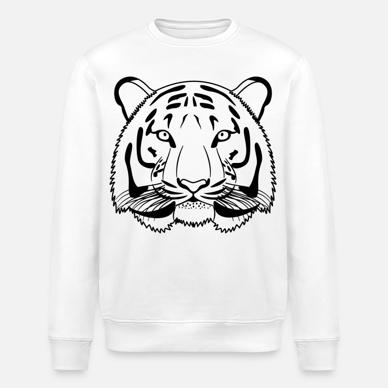 Tiger Kopf - Umriss dunkel - Stanley/Stella Unisex Bio-Sweatshirt ROLLER - Weiß