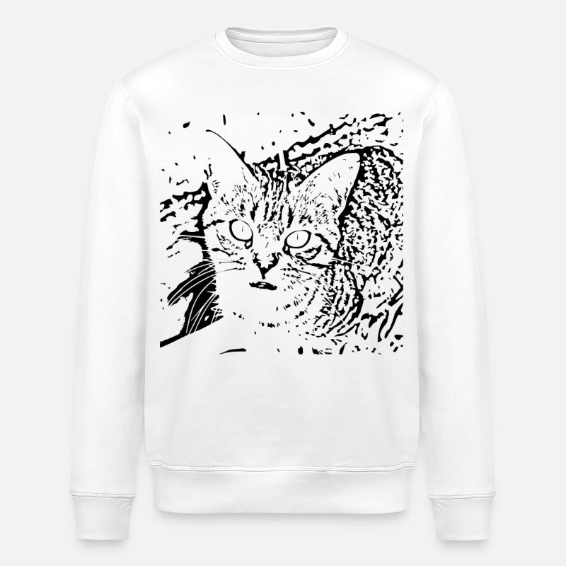 Katze schwarz Kätzchen cute - Stanley/Stella Unisex Bio-Sweatshirt ROLLER - Weiß