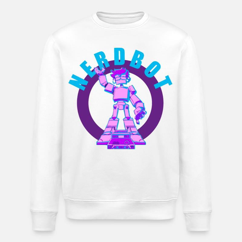 NERDY forever - Nerdbot - Stanley/Stella Unisex Bio-Sweatshirt ROLLER - Weiß