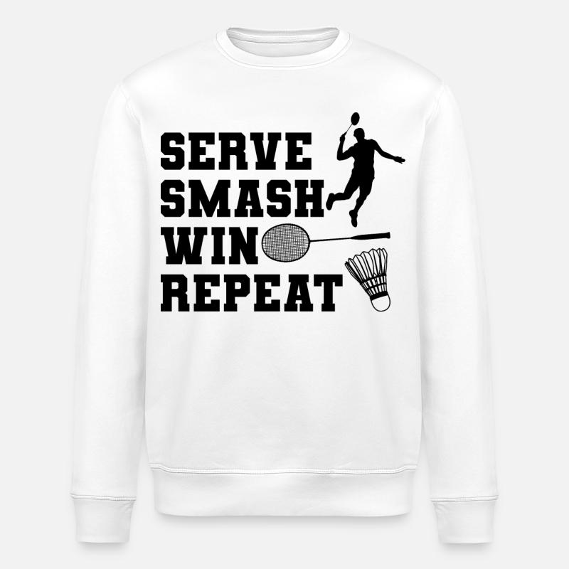 Serve Smash Win Repeat - Stanley/Stella ROLLER Unisex Organic Sweatshirt - white