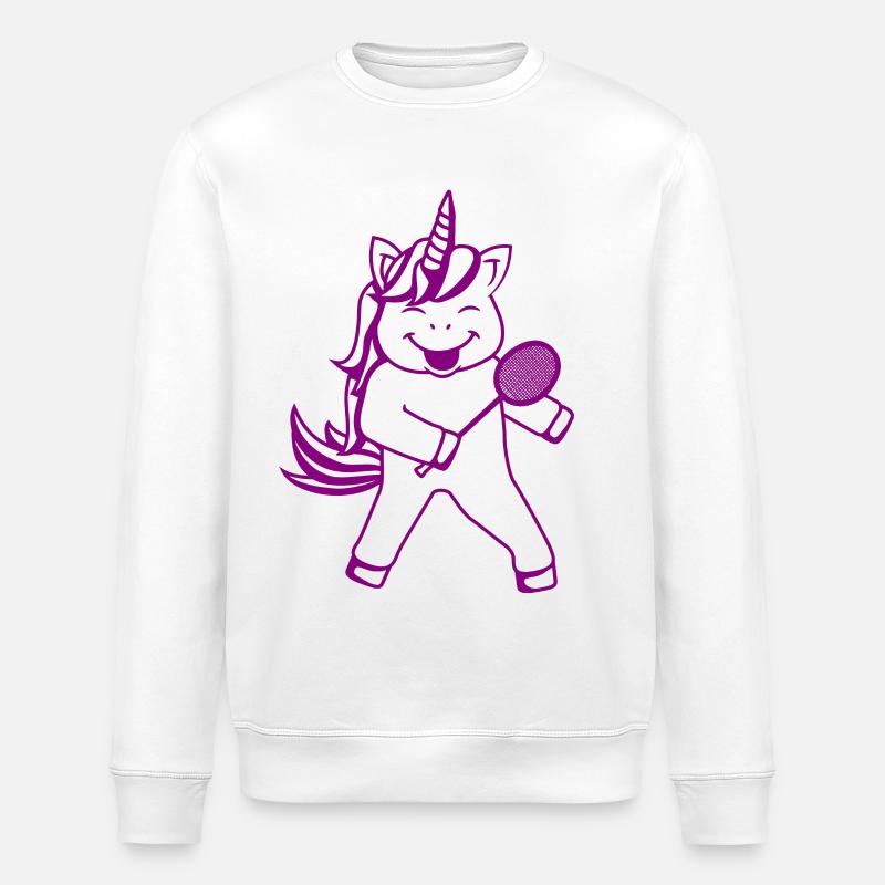 Badmintonspieler Einhorn - Stanley/Stella Unisex Bio-Sweatshirt ROLLER - Weiß