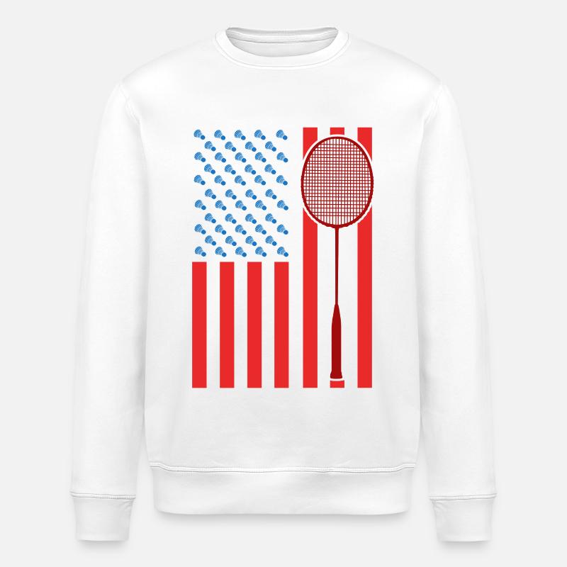 Drapeau de Badminton USA - Sweat bio ROLLER Stanley/Stella Unisexe - blanc