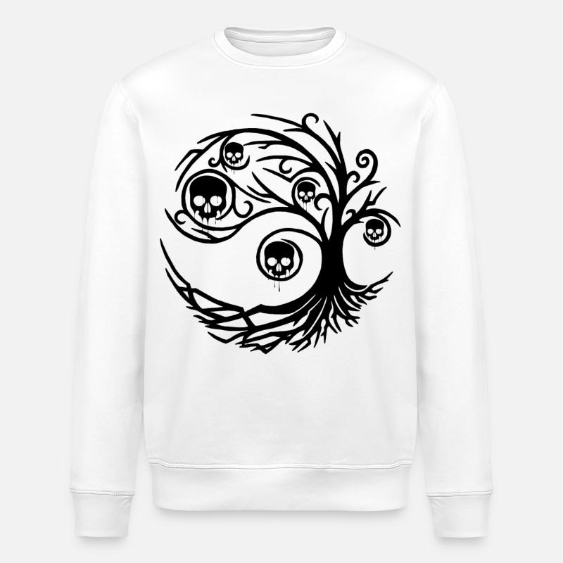 Black tree with skulls - Stanley/Stella ROLLER Unisex Organic Sweatshirt - white