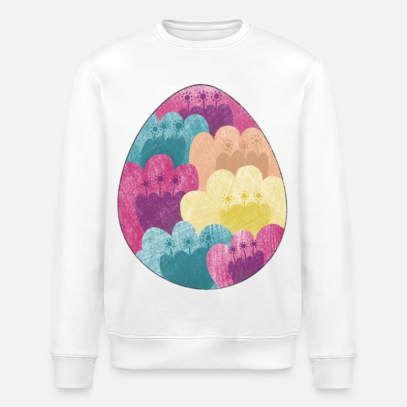 Buntes Osterei mit Blumen Muster - Stanley/Stella Unisex Bio-Sweatshirt ROLLER - Weiß