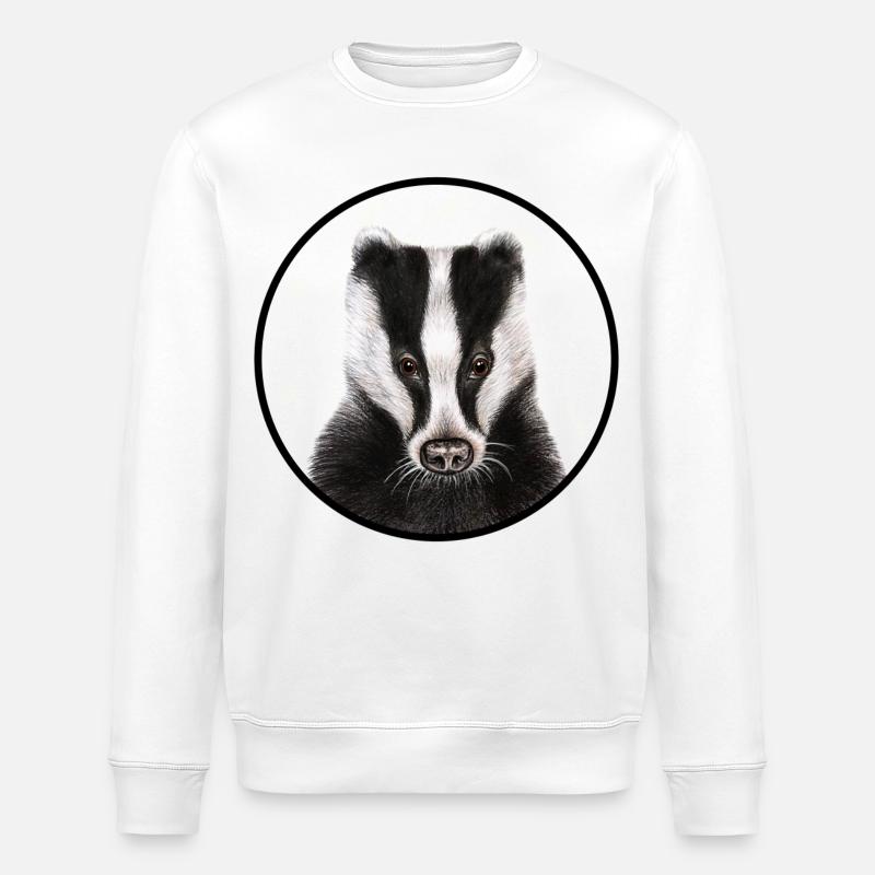 Blaireau avec logo - Sweat bio ROLLER Stanley/Stella Unisexe - blanc