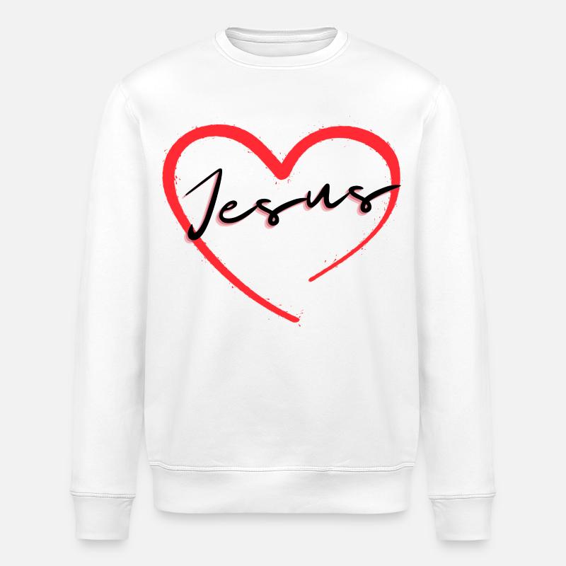 Herz mit Jesus Schriftzug - Stanley/Stella Unisex Bio-Sweatshirt ROLLER - Weiß