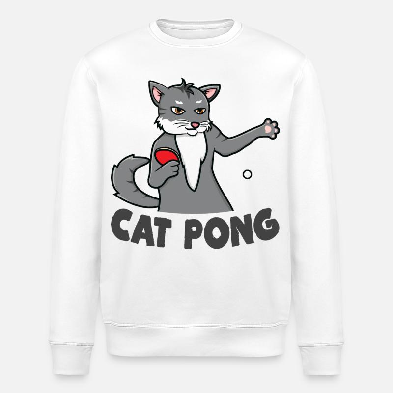 Chat Ping Pong - Sweat bio ROLLER Stanley/Stella Unisexe - blanc