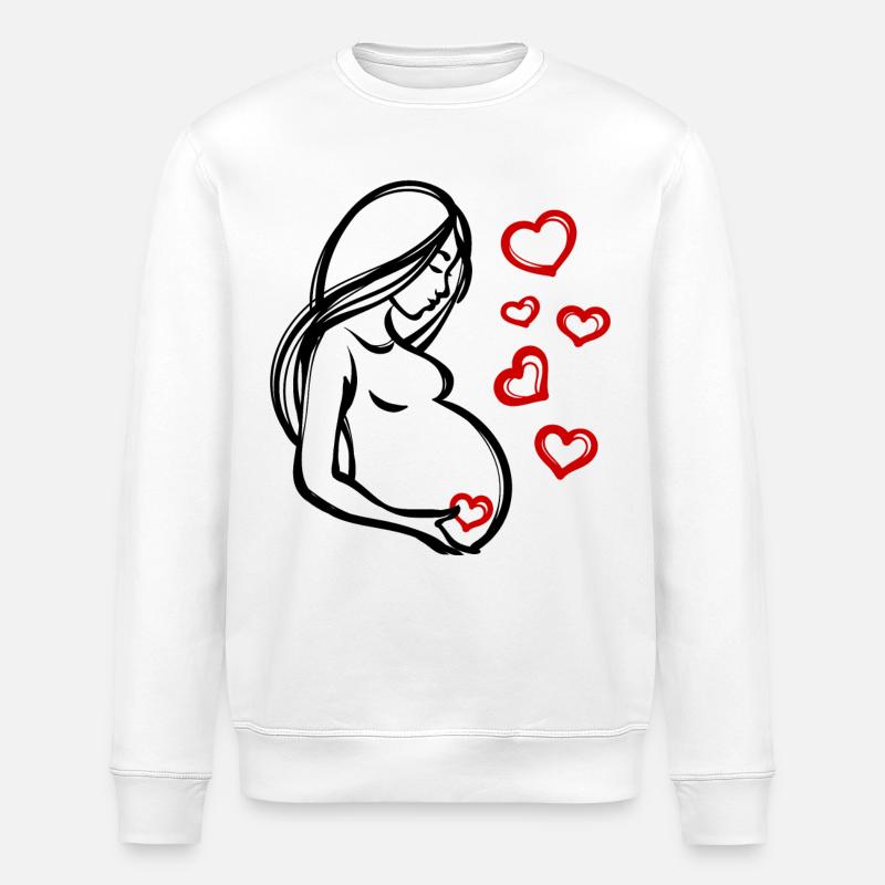 Herz Schwangerschaft Babybauch Statement Schwanger - Stanley/Stella Unisex Bio-Sweatshirt ROLLER - Weiß