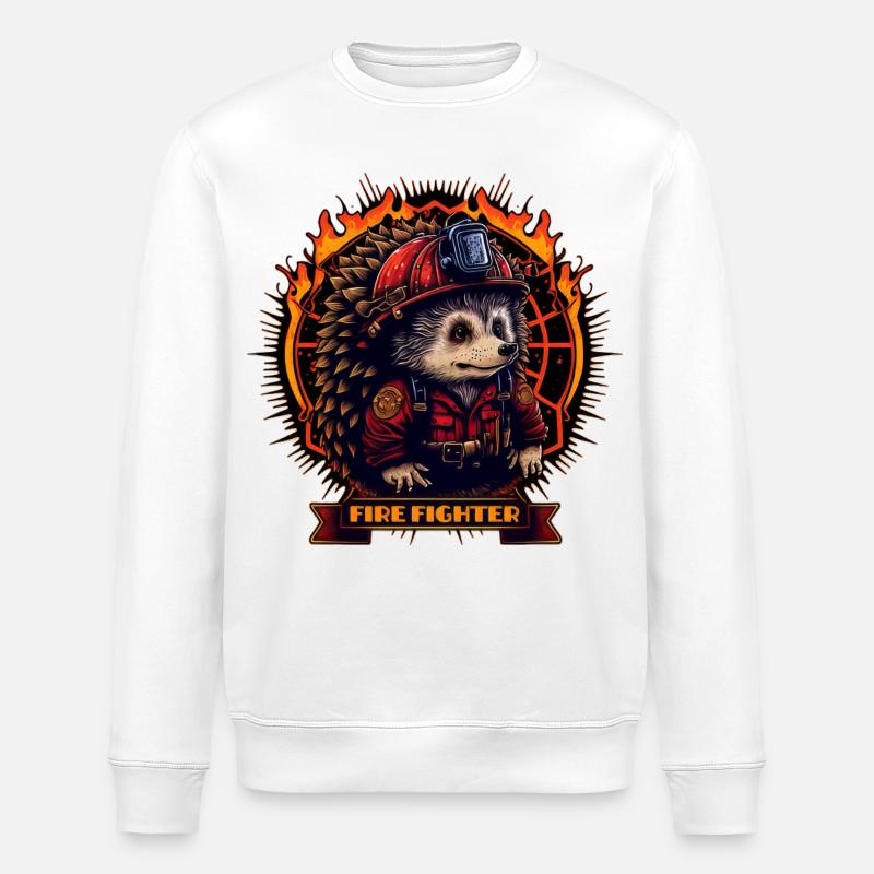 Firefighter / Feuerwehrmann / Igel - Stanley/Stella Unisex Bio-Sweatshirt ROLLER - Weiß