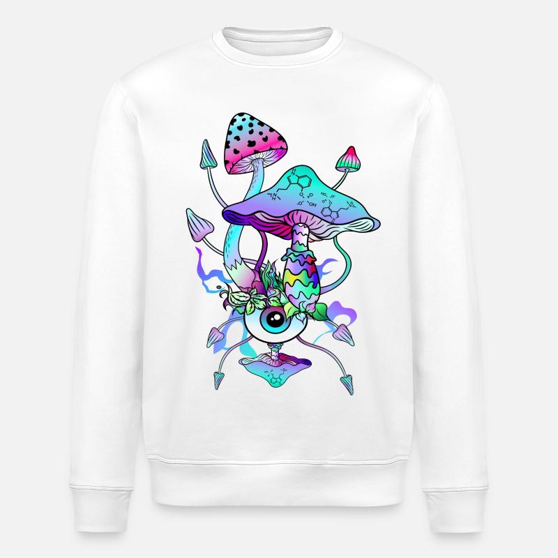 Psytrance Psychedelische Pilze - Stanley/Stella Unisex Bio-Sweatshirt ROLLER - Weiß