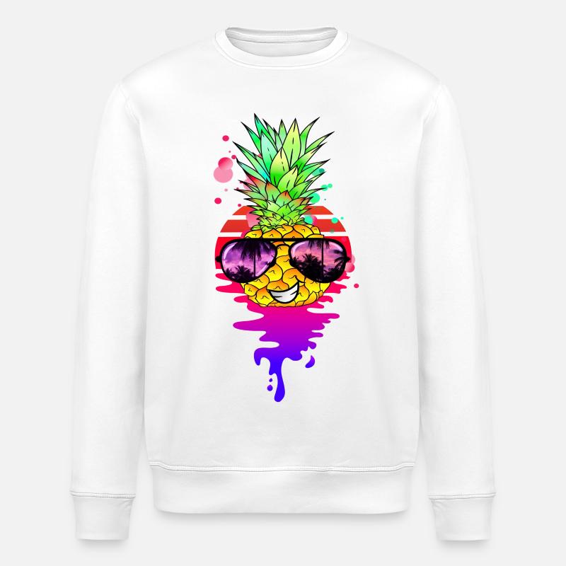 Drôle d’ananas rétro - Sweat bio ROLLER Stanley/Stella Unisexe - blanc