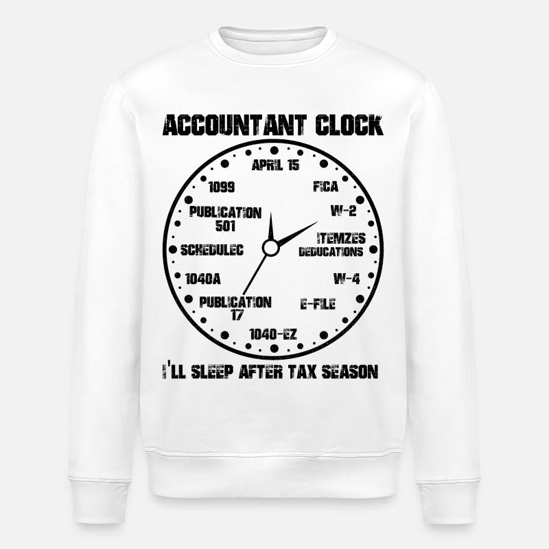 Drôle d’horloge comptable CPA Comptabilité - Sweat bio ROLLER Stanley/Stella Unisexe - blanc