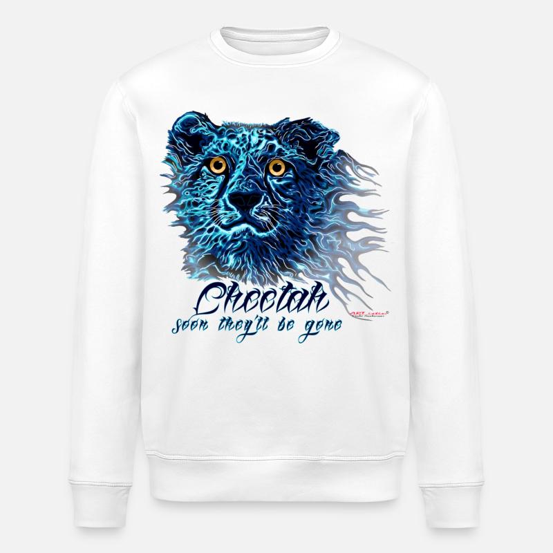 Flammes de lumière bleue néon guépard - Sweat bio ROLLER Stanley/Stella Unisexe - blanc