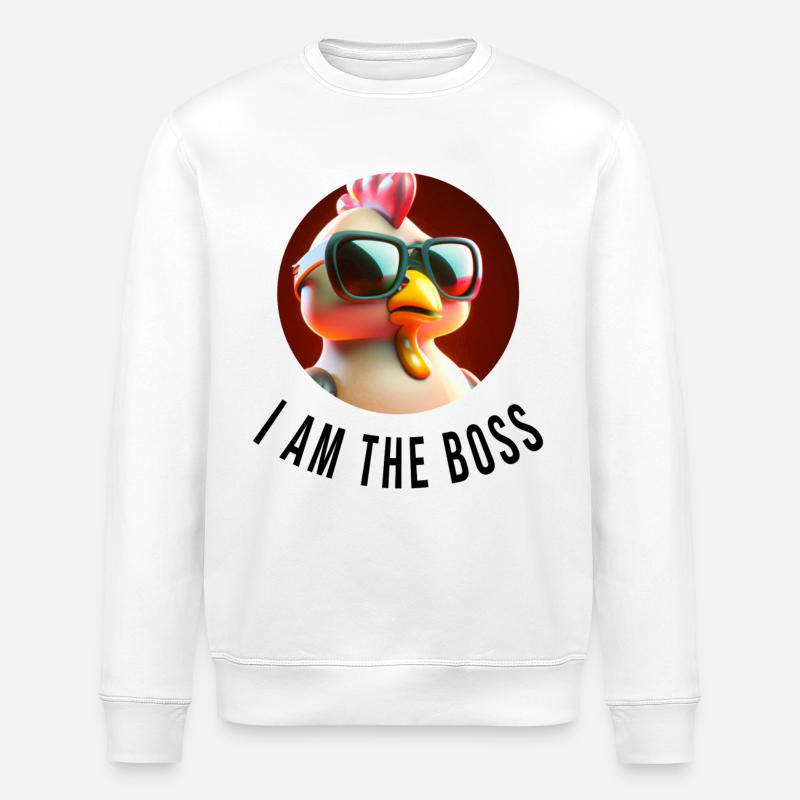 Cooles Huhn mit Sonnenbrille - Stanley/Stella Unisex Bio-Sweatshirt ROLLER - Weiß
