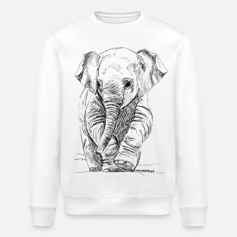 Éléphant - Sweat bio ROLLER Stanley/Stella Unisexe - blanc