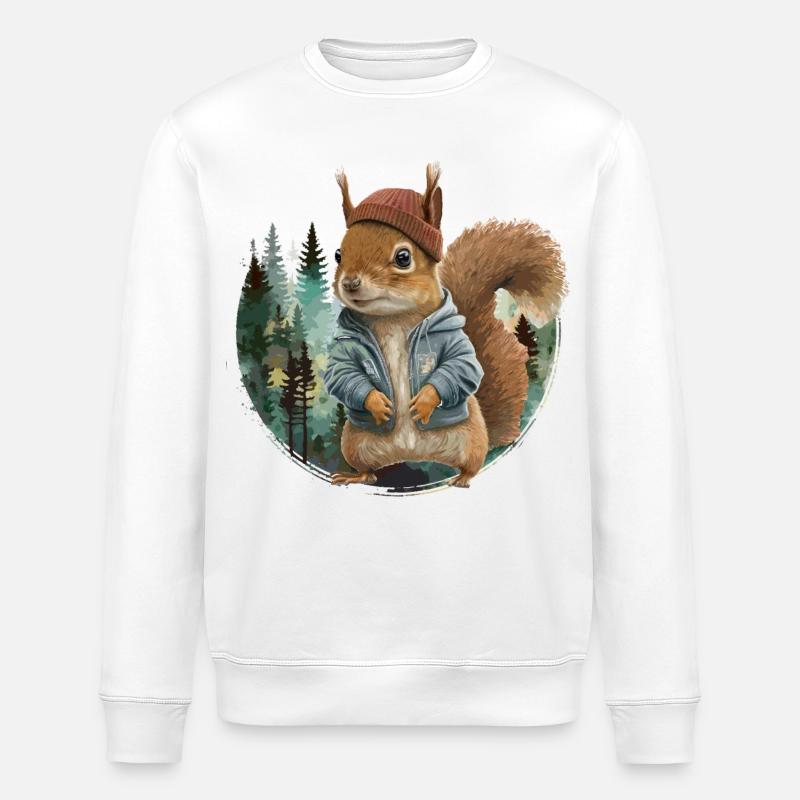 Niedliches Eichhörnchen - Stanley/Stella Unisex Bio-Sweatshirt ROLLER - Weiß