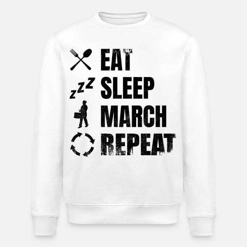 Eating, sleeping, drumming, repeating - Stanley/Stella ROLLER Unisex Organic Sweatshirt - white