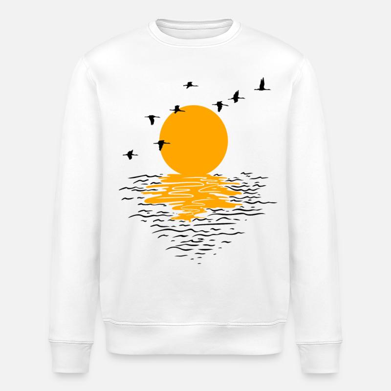 Wildgänse Kraniche Frühling - Stanley/Stella Unisex Bio-Sweatshirt ROLLER - Weiß
