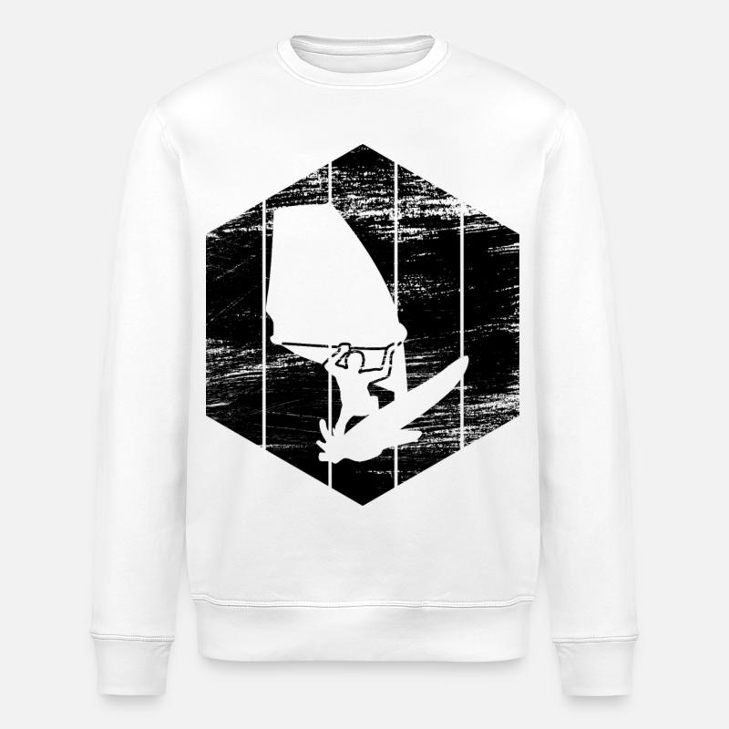 Windsurfer Skizze - Stanley/Stella Unisex Bio-Sweatshirt ROLLER - Weiß