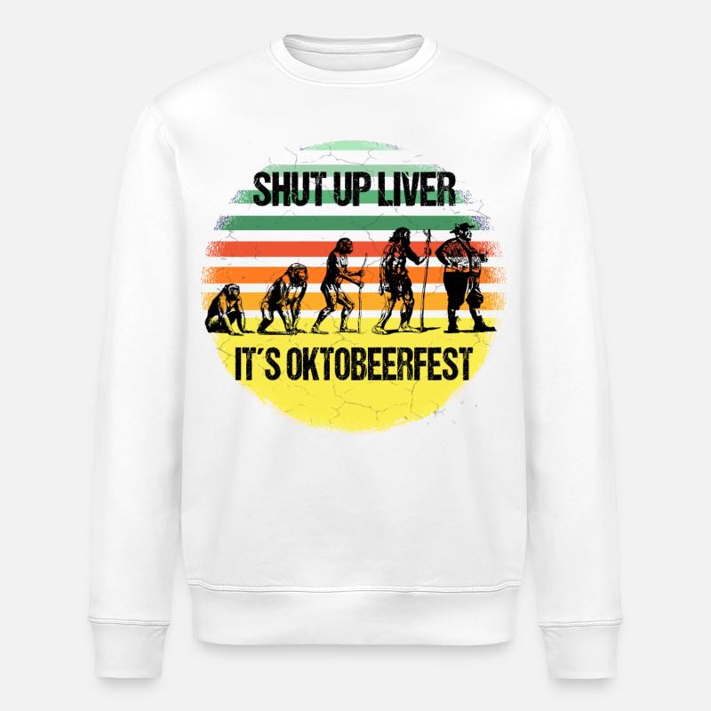 Octobeerfest Evolution – Shut Up Liver - Stanley/Stella ROLLER Unisex Organic Sweatshirt - white