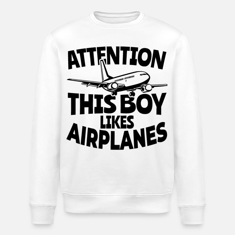 Flugzeug Junge - Stanley/Stella Unisex Bio-Sweatshirt ROLLER - Weiß