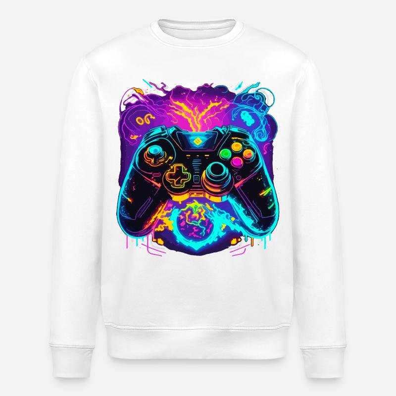 Power Graffiti Gaming Controller - Stanley/Stella ROLLER Unisex Organic Sweatshirt - white